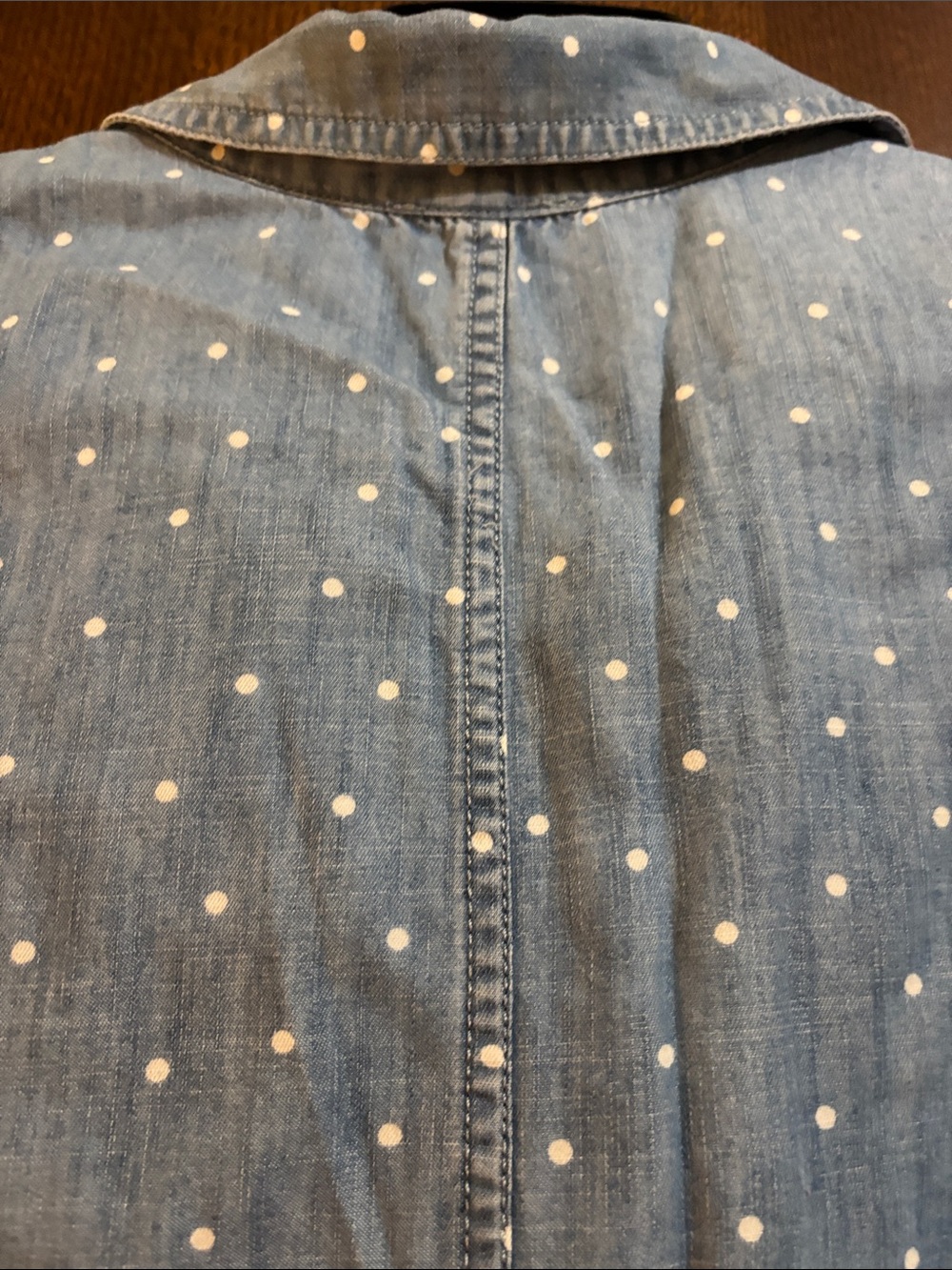 Talbots Light Blue Polka Dot Sleeveless Chambray Top - Picture 6 of 8